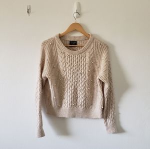 Abercrombie & Fitch wool blend cable knit pearl sweater